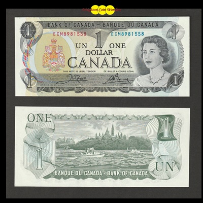 1973 Bank of Canada 1 Dollar (Prefix ECM)